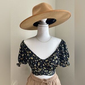 NWT - Hidden Brand Cottagecore Garden Party Floral Princess Puff Sleeve Crop Top
